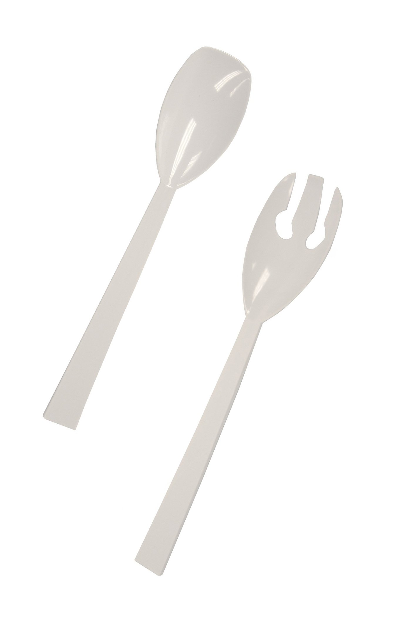 Party Essentials Hard Plastic Serving Forks and Spoons, 9.5-Inch, White, Set of 6