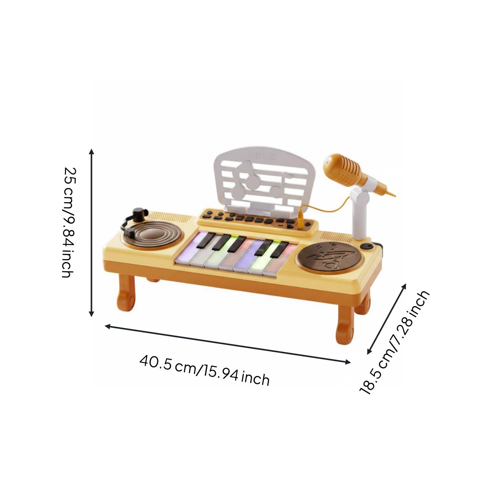 Pianola Bambini Tastiera Elettronica Giocattolo Mixer Musicale Giradischi Vocale con Effetti Interattivi Educativa per Attenzione Concentrazione Fantasia Adatta a Bambini Casa Scuola