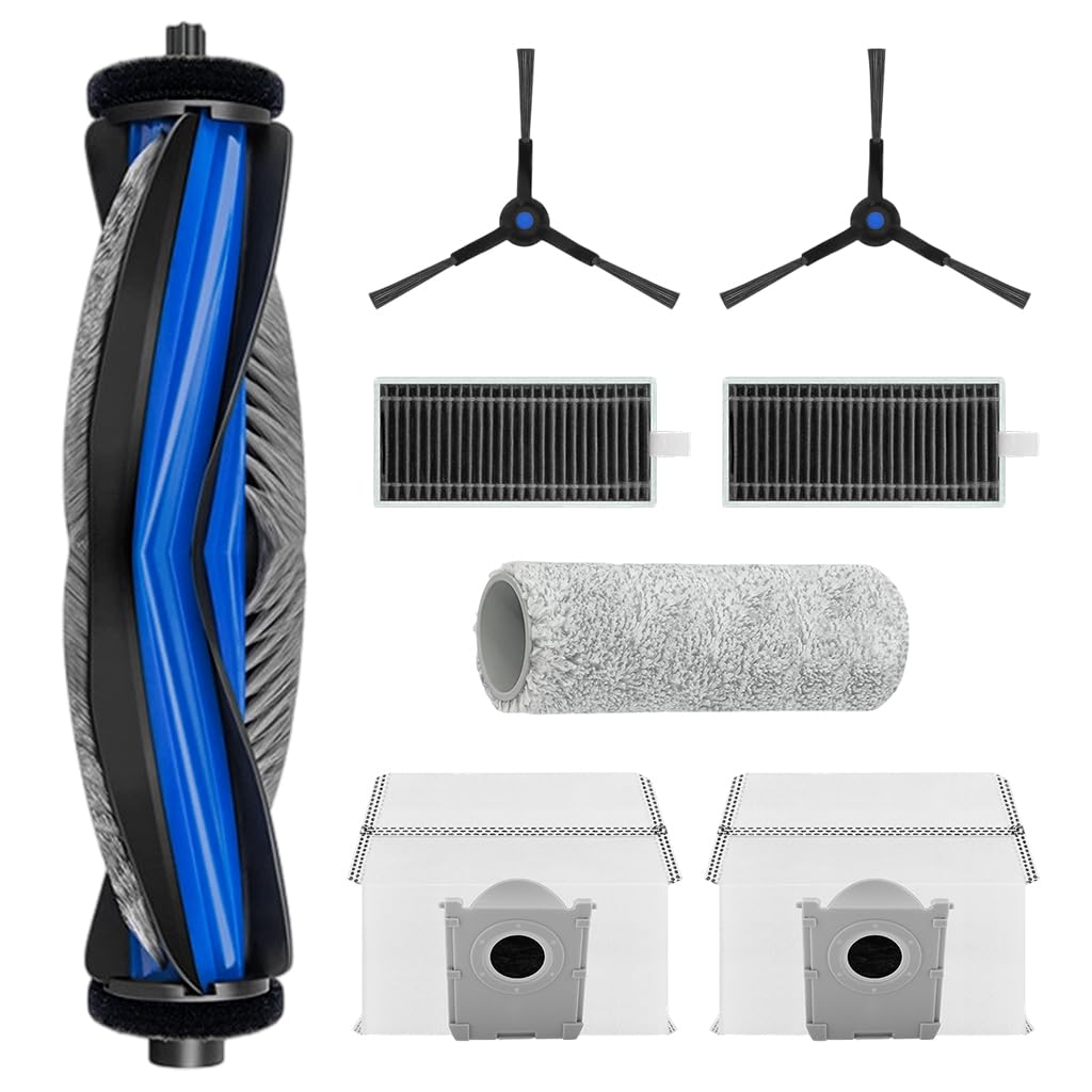 HASTHIP® 8Pcs Replacement Parts for Ecovacs X8 PRO Omni Vacuum Cleaner, Spare Accessories with 1 Main Roller Brush, 2 Side Brushes, 2 Filters, 1 Mop Roller & 2 Dust Bags-image-41