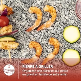 H.Koenig Appareil à Raclette 8 Personnes WOD360, fromage, Fondue, Pierre Granit et Bois Naturel, Socle Pivotant à 180°, Plaques Amovibles, Accessoires 8 Poêlons et 8 Spatules, 1400 W