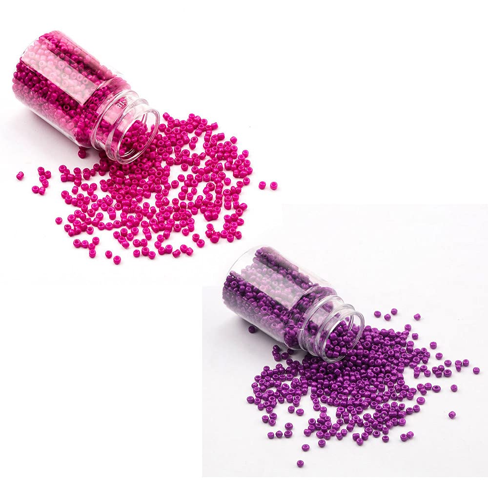 AN Sunshine Seed Beads Glass Poth Beads for DIY Projects Jewellery Making, Beading, Arts Craft & Embroidery (Size:11/0-2.0 Mm) Color : Pink Purple
