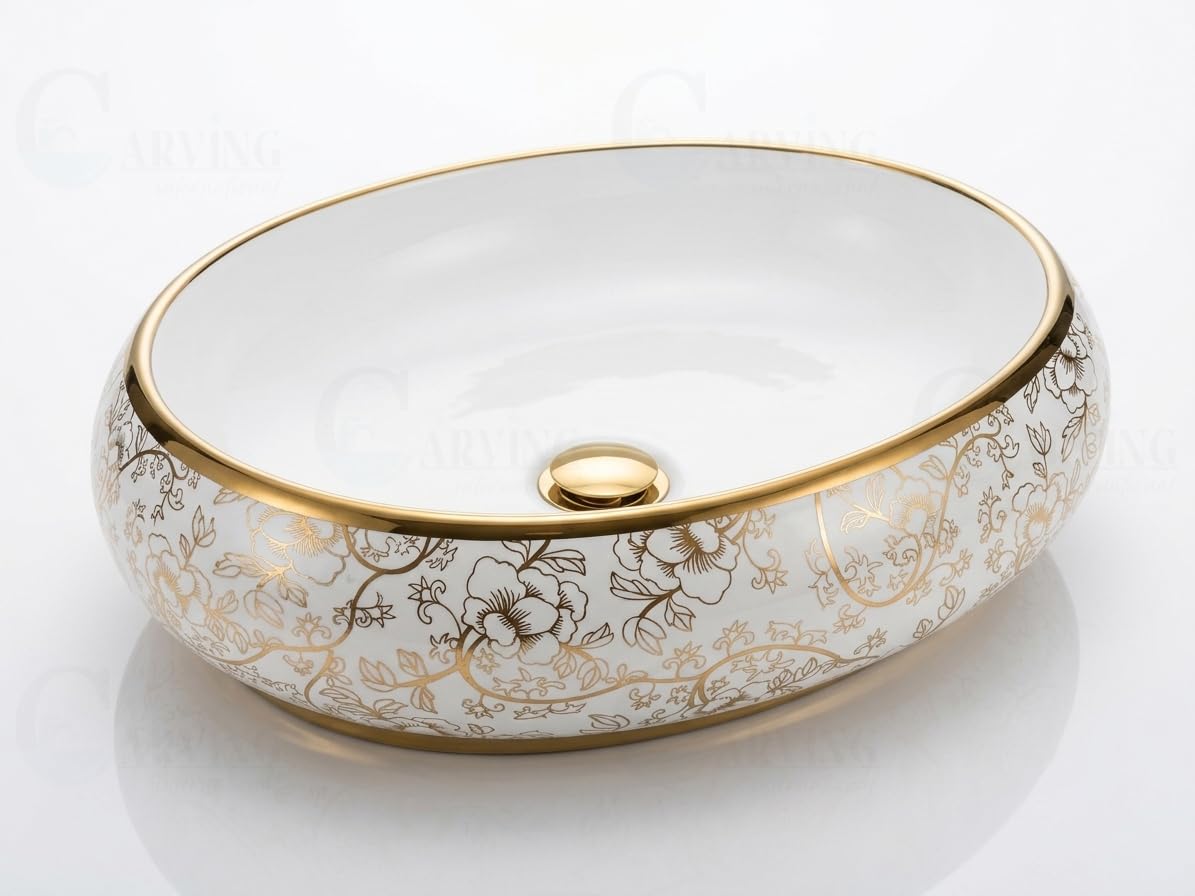 Golden Marble Wash Basin - Modern Bathroom Sink -5