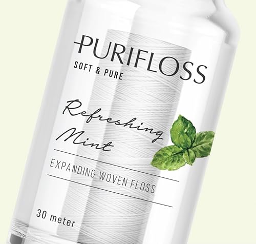 Miniatura 5 de Hilo dental tejido expansible de primera calidad, sin PTFE y PFAS, menta refrescante y dúo de fresa dulce, recomendado por dentistas, apto para