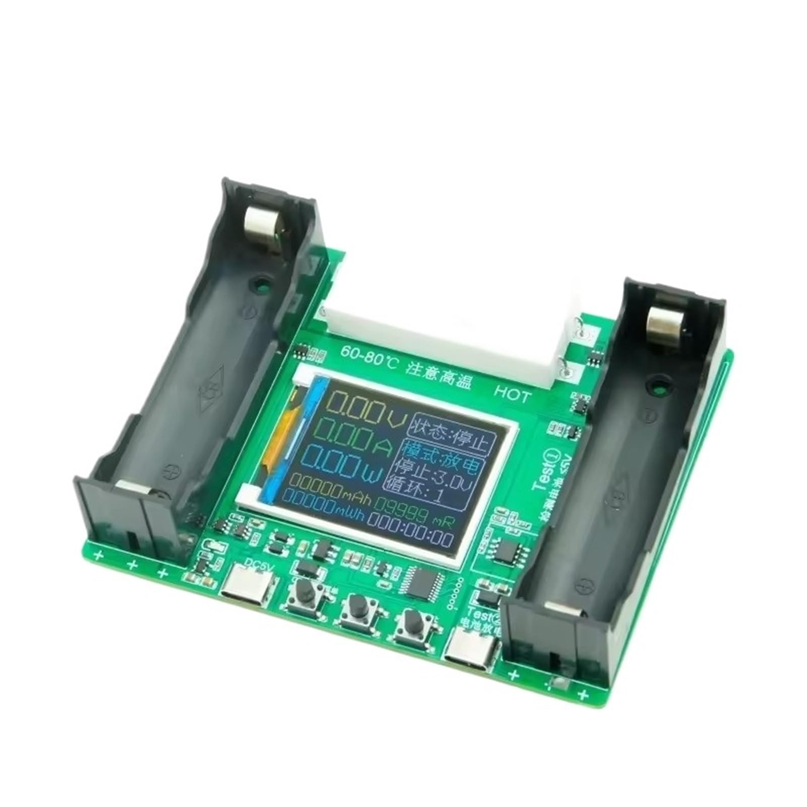 2pcs Four channel 18650 lithium battery capacity tester, internal resistance tester, Type-C power automatic charging and discharging(4 Channels)