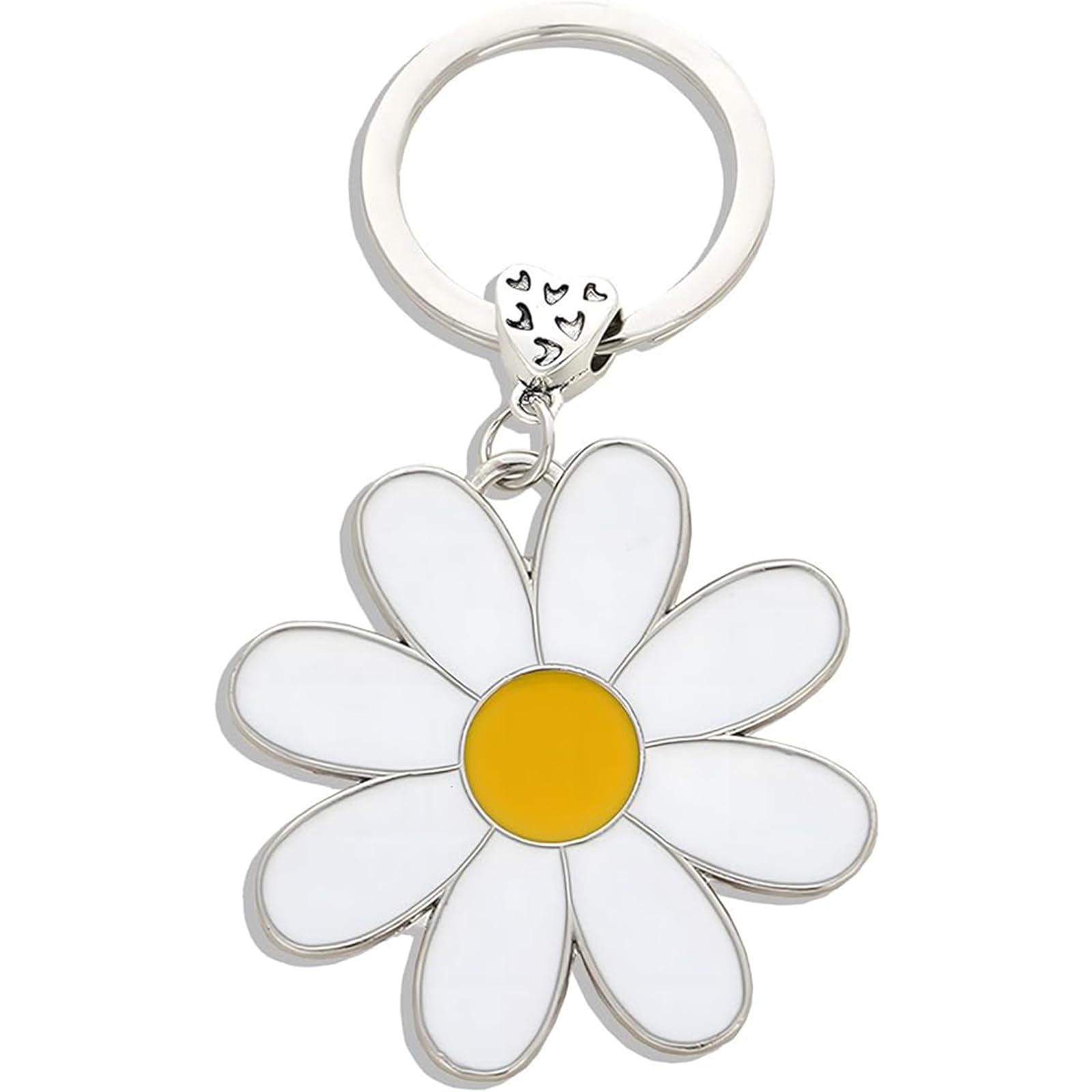 Keyrings for Women, Daisy, Cute Keyrings Gifts for Women, Daisy Flower Keychain, Beautiful Flower Lovers Accessories, Best Friendship Gifts for Girls Friends Bestie, Heartfelt Positive Keyring