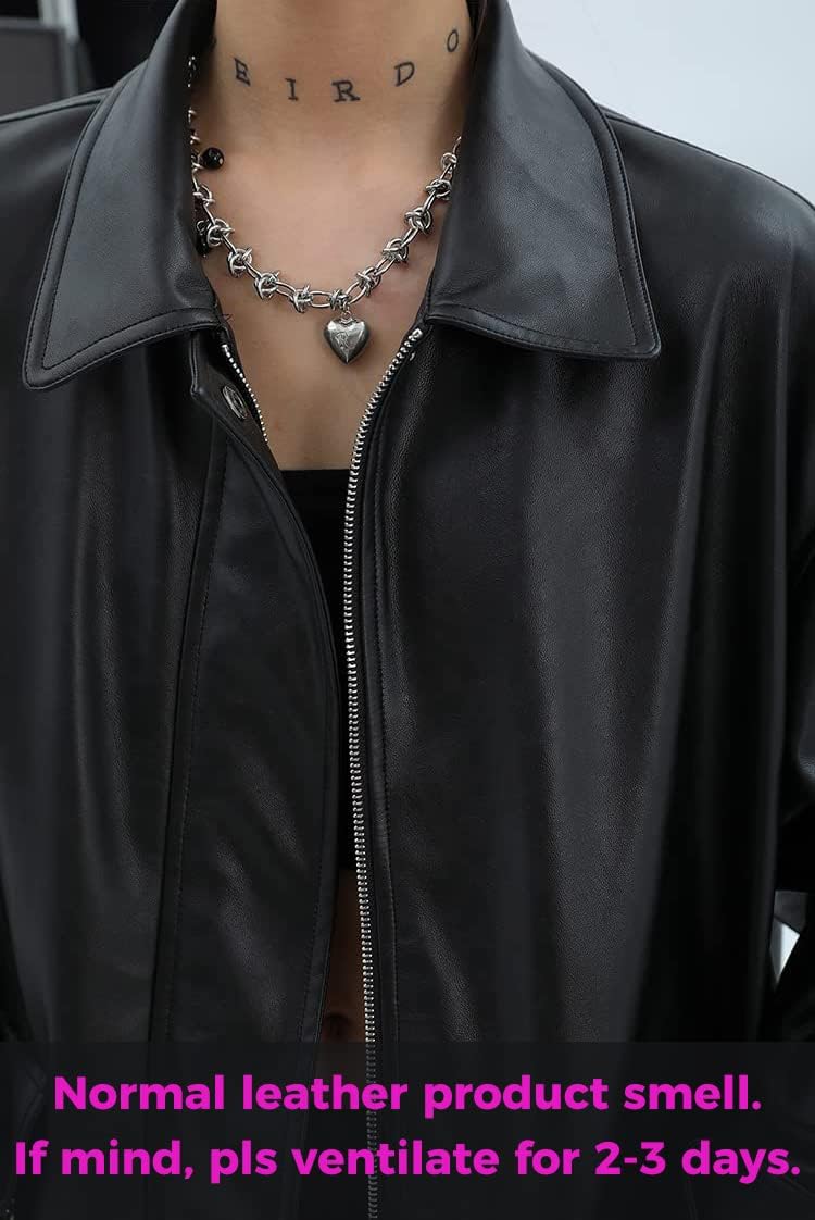 Women Faux Leather Blazer Vintage Lapel Boyfriend PU Jacket Long Sleeve Button Down Coat Streetwear - Image 3