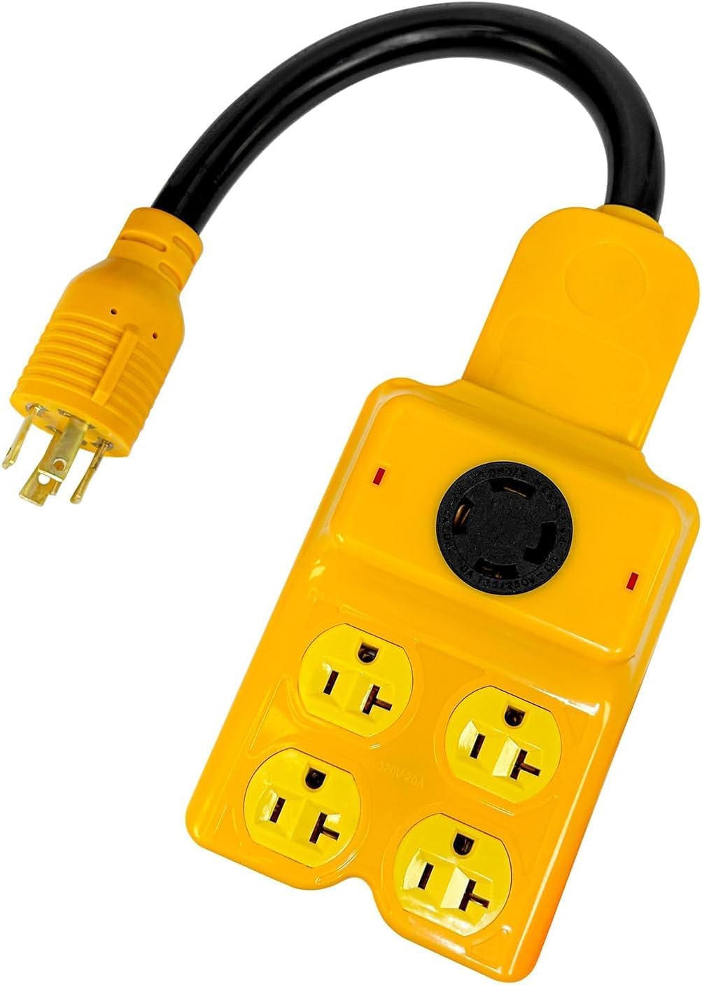 NEMA L14-30P to 4X 5-15/5-20R & 1x L14-30R Generator Extension Cord, 30 Amp 4-Prong to 15/20/30 Amp Twist Locking Power Plug Adapter Cord, 125/250V, 7500W, ETL Listed Power Splitter Extension -1.5FT