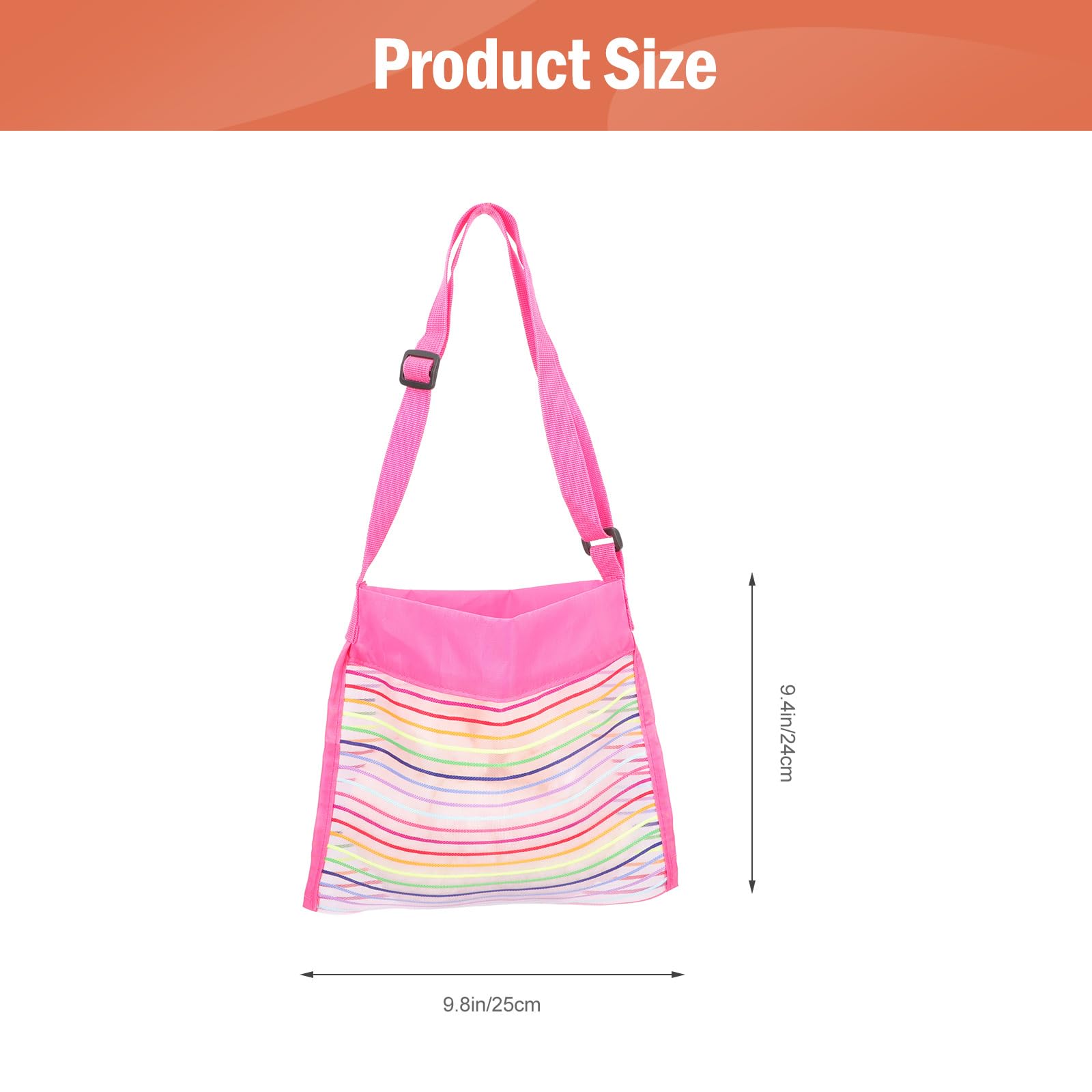 2PCS Mesh Beach Bag Seashell Bags: Shell Collecting Bag Girls Beach Bags with Adjustable Carrying Straps for Storage Shell Collecting Fruit Vegetable Snacks or Toys