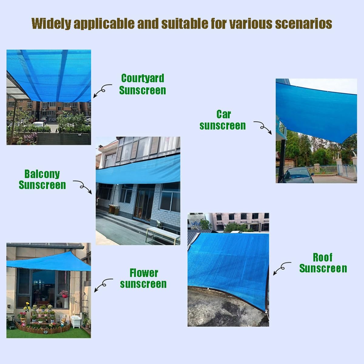 1m 2m 3.0m 4m 5m 6m 7m 8m 9m 10m 12m 15m Bleu Filet d'ombrage Voile d'ombrage Toile d'ombrage 90% de Protection UV pour Extérieur, Patio, Jardin(5x12m)
