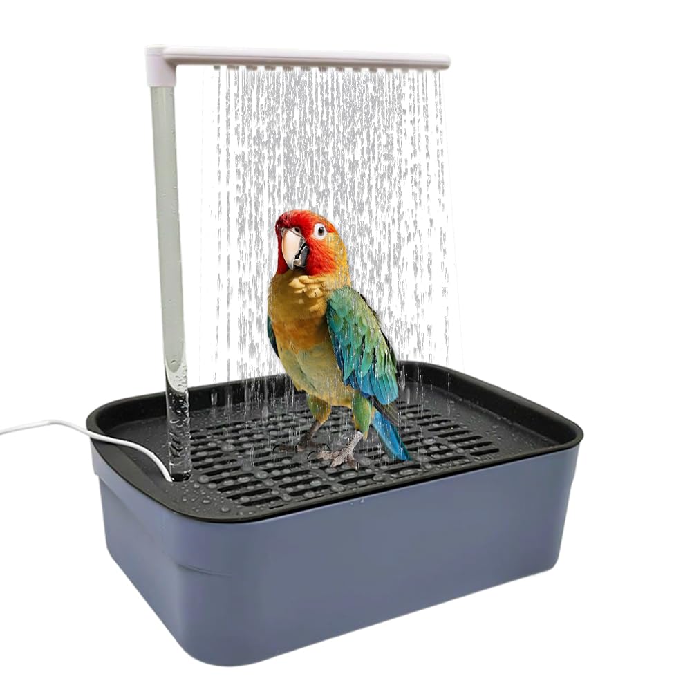 Ducha automática para pájaros con grifo de circulación, baño para jaula, fuente de estanque, sistema de agua para cacatúas e inseparables, accesorios de baño aptos para pájaros (rectángulo)