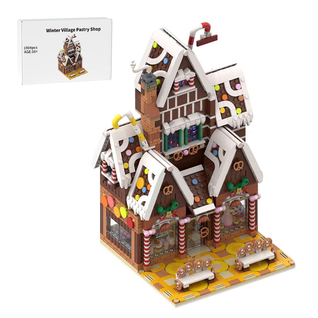 Weihnachtshaus Bausteine Modell, Weihnachtsbäckerei Winterdorf Modular Gebäude, Winter Village Pastry Shop, Architektur Haus Bausatz, Weihnachten Serie Bauklötze für Erwachsene, 1904Teile