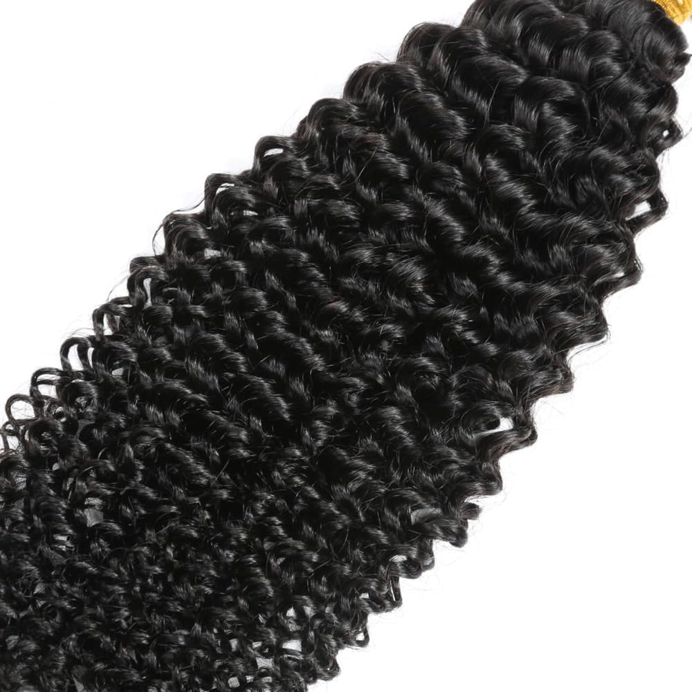 Human Hair Bundles Extensions de cheveux humains #1B Natural Black Color Curly Wave Echthaar Tressen Human Hair Extension 3 Bundles Totaling 300 Grams 12 14 16 Pouces