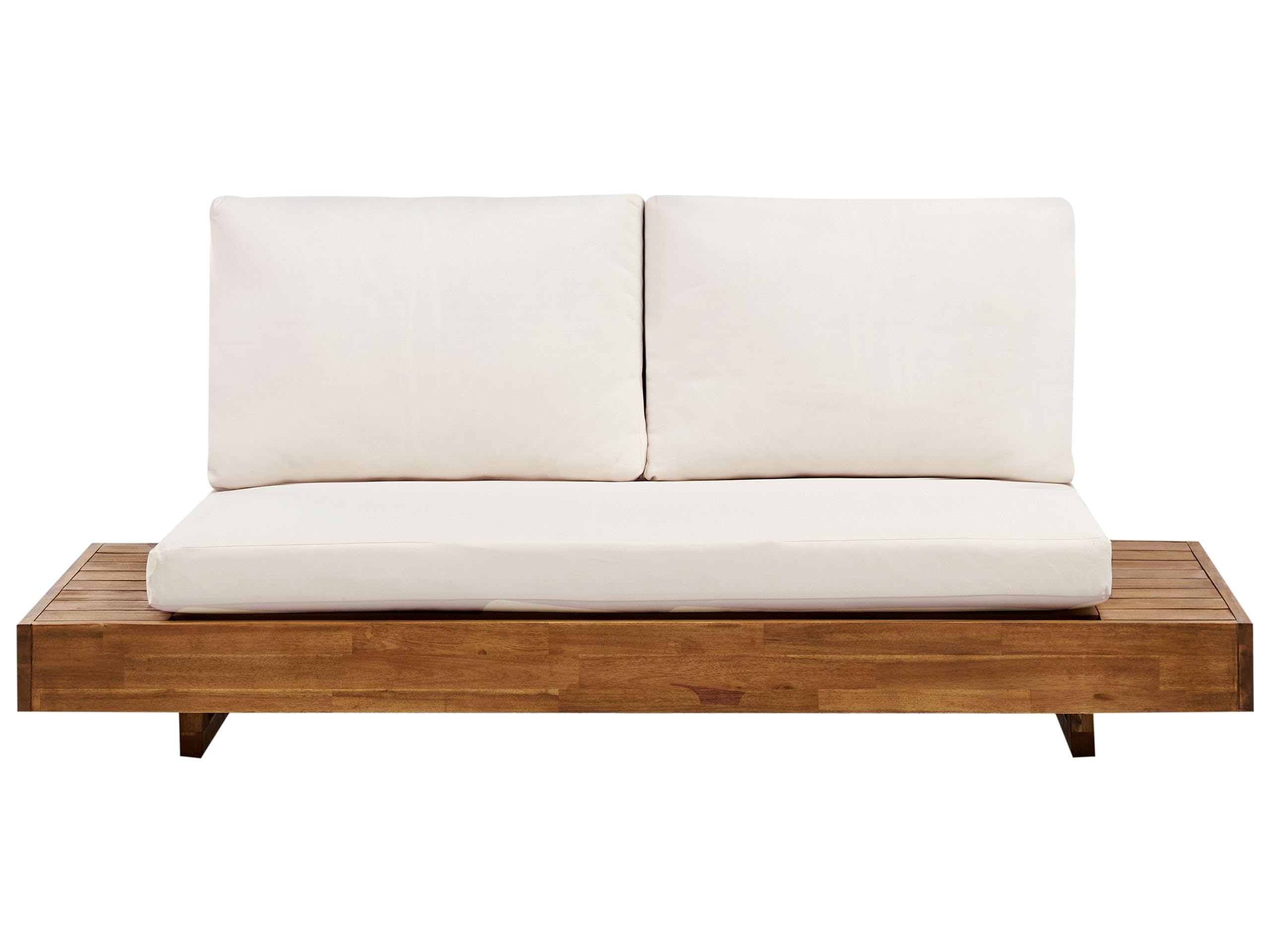 Beliani Canapé de Jardin 2 Places en Bois d'Acacia Certifié avec Coussins Bois Clair Marettimo