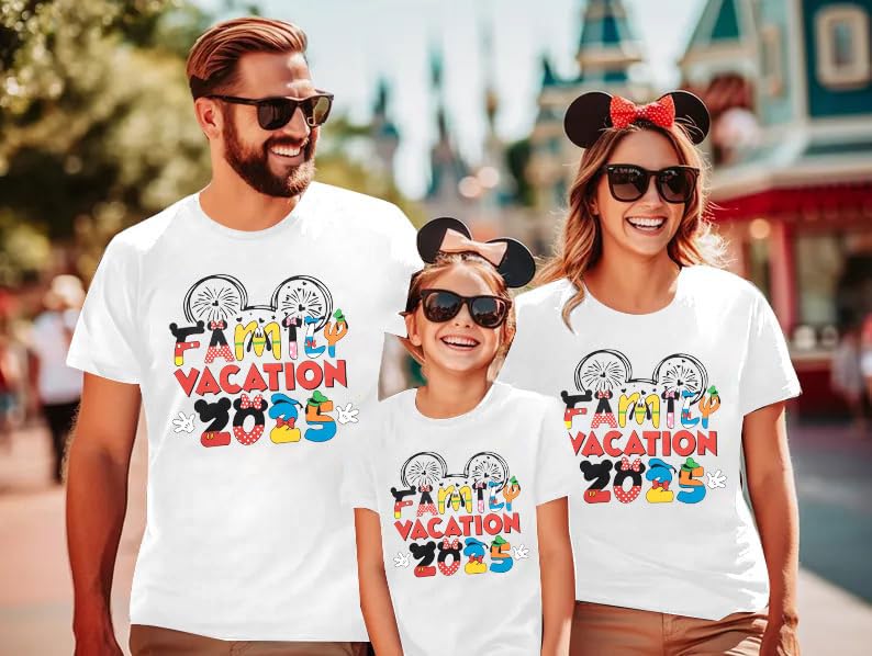 BANGELY Family Vacation Shirts 2025: Magical Family Matching Outfits Family Trip T-Shirts Casual Summer Travel Tops2