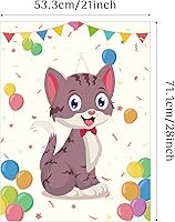 Vista 2 de Morcheiong Pin The Tail on The Cat - Juego de fiesta de cumpleaños con 48 sombreros, suministros de fiesta de cumpleaños con temática de gatos