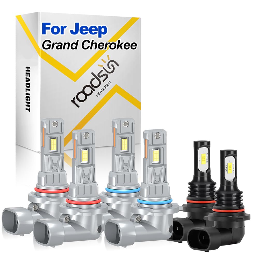Bombillas LED Para Faros, 120W, 6000K Blanca, 9005/9006 Luz de carretera y luz de cruce, 9005 Luz Antiniebla, Luces LED anti-deslumbramiento, tubo de cobre único, For Jeep Grand Cherokee 1999-2010