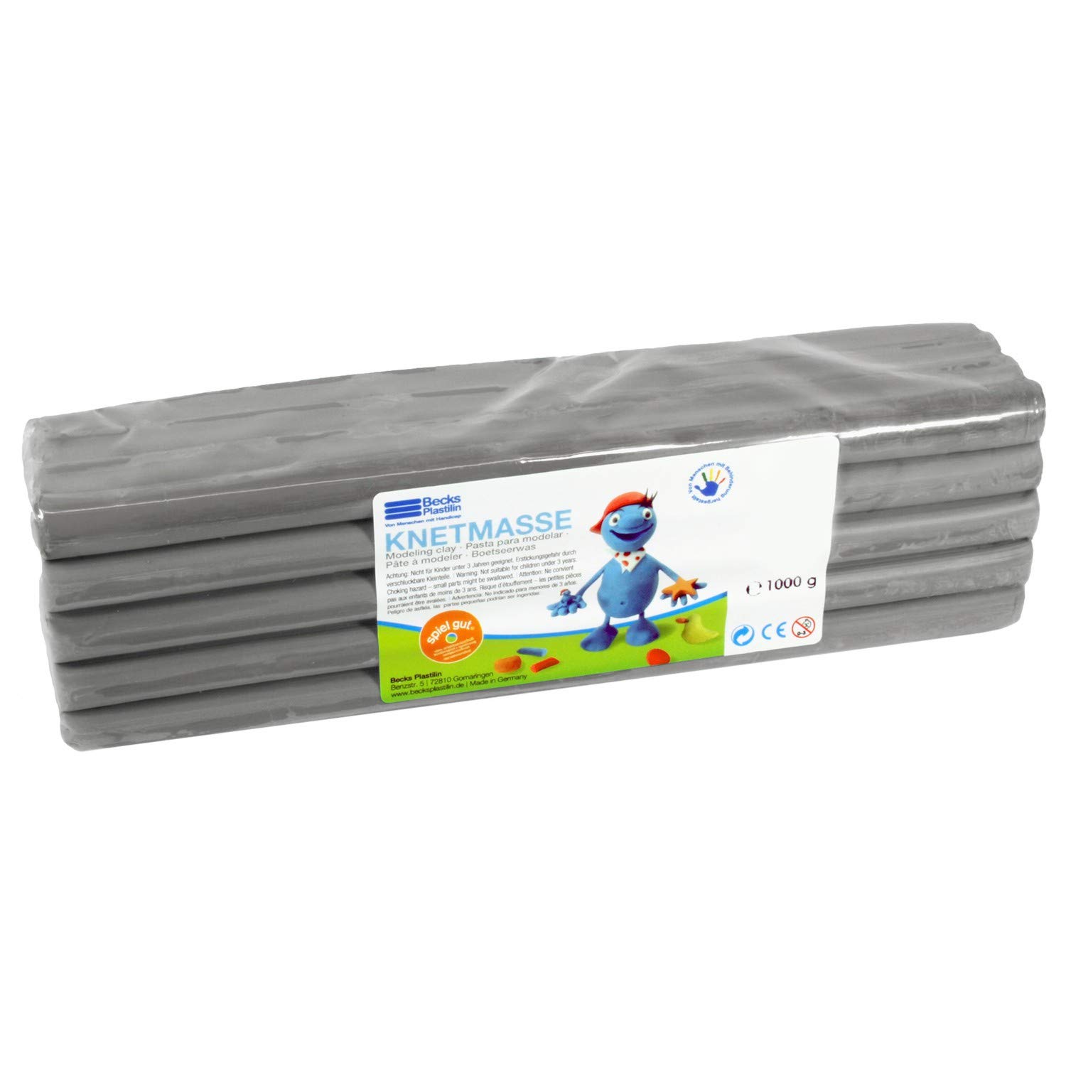 Becks Plastilin- plastilina, Color gris, 1000 g (B100503) , color/modelo surtido