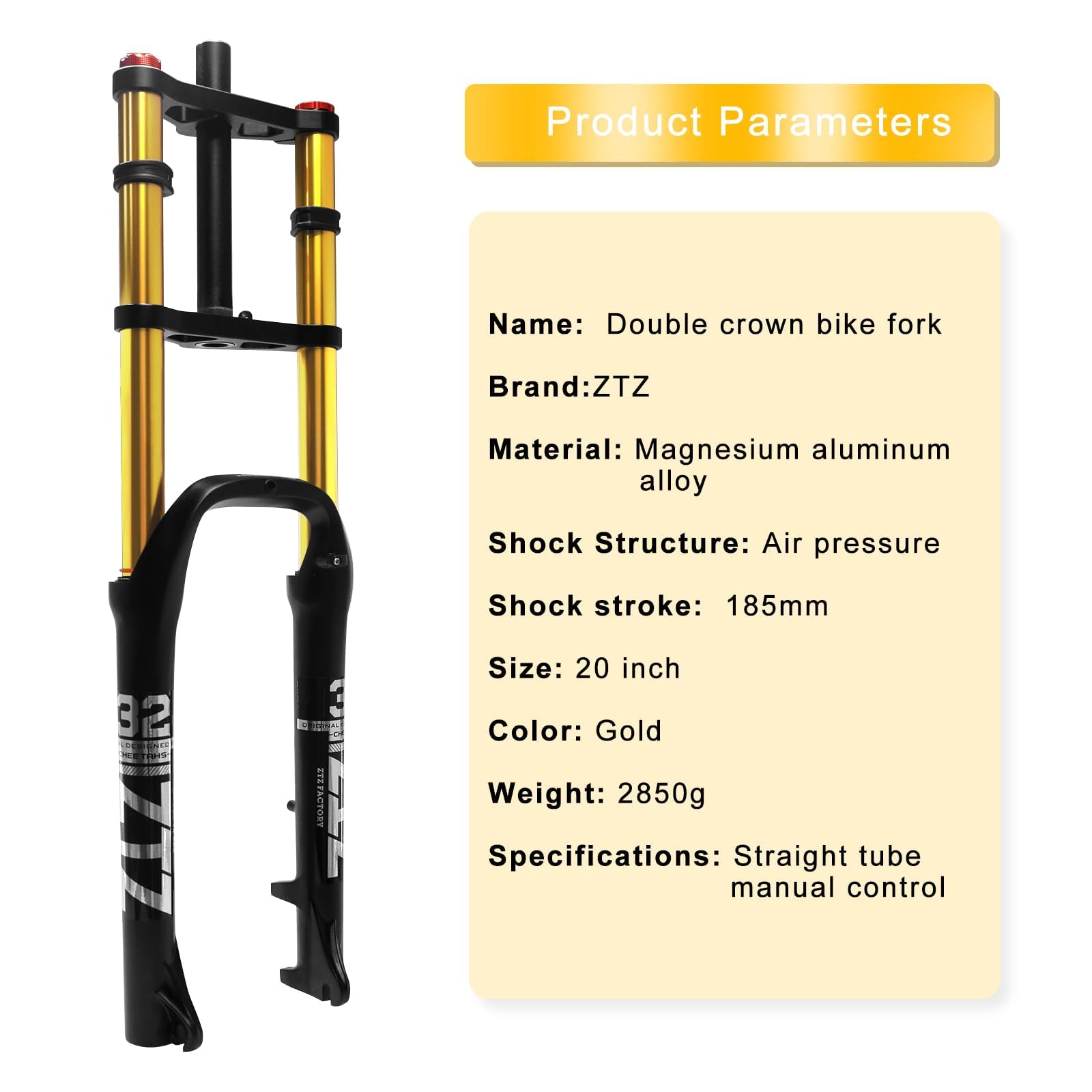 ZTZ 20/26 inch 4.0 Fat Tire Bike Air Suspension Fork - 180mm