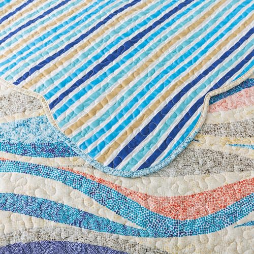 NEWLAKE Quilt Bedspread Sets - West Coastal Pattern Reversible Coverlet Set, King Size
