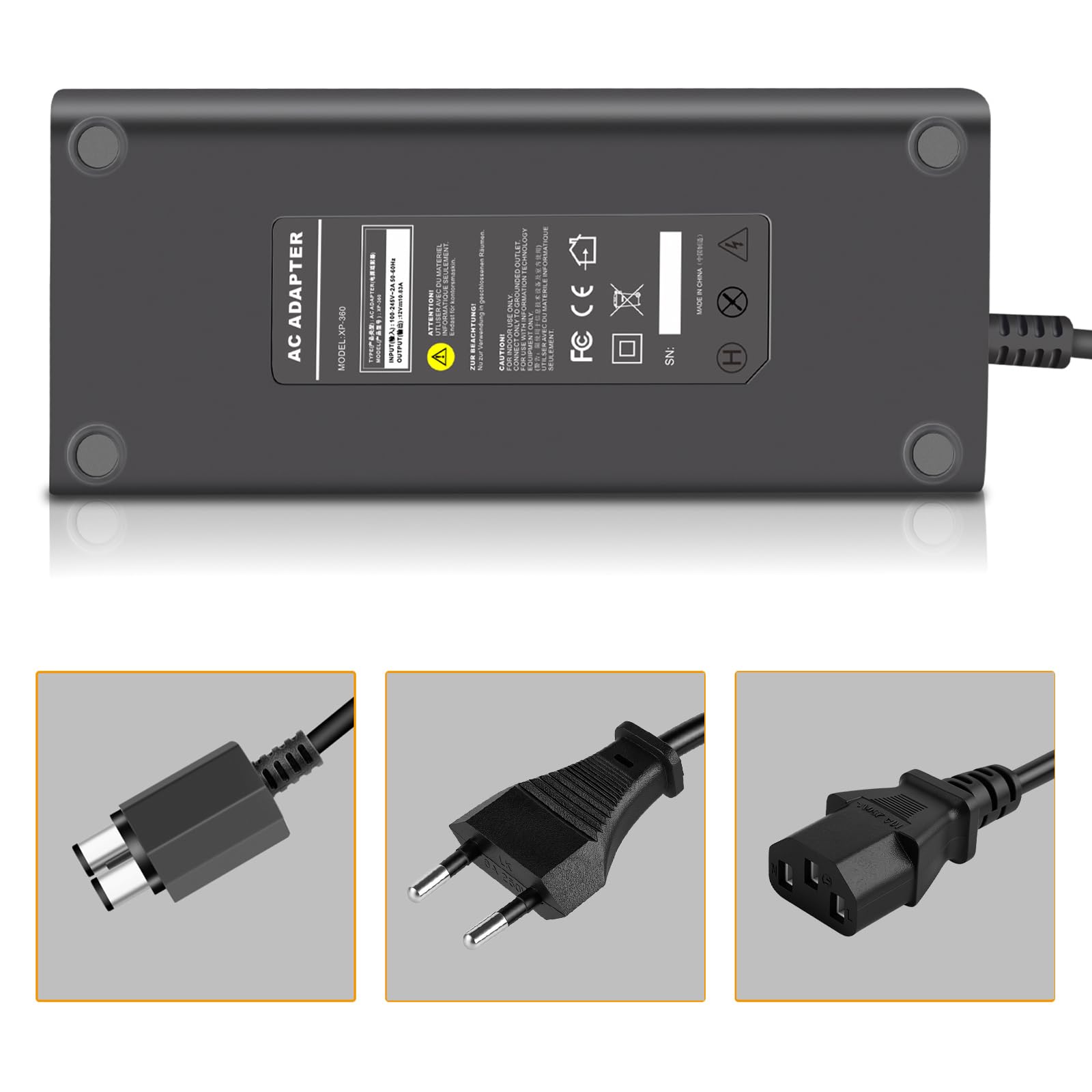 Labtec - Chargeur d'alimentation Labtec avec cordon d'alimentation pour console Microsoft Xbox 360 Slim, 100-220 V