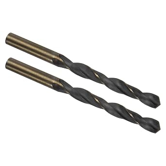 2PCS Twist Drill Bit - [10mm/0.39"] Titanium & Nitride Coated High-Speed Steel Round Shank Jobber Bit Set Black Gold for Metal Wood Plastic Steel Use, 90mm/3.54" Blade Length
