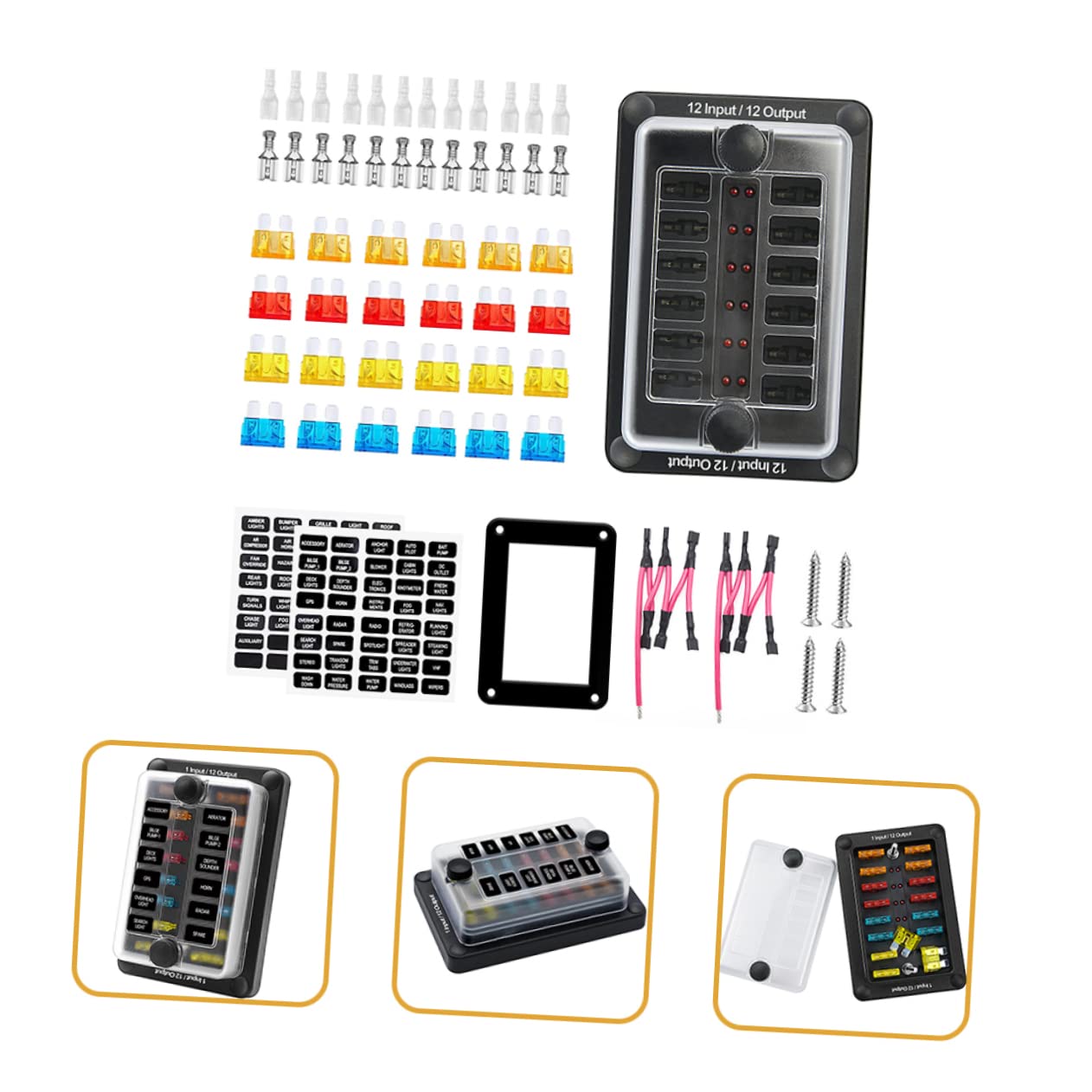 ULTECHNOVO Caja de Fusibles para Coche Bloque de Fusibles Marino Portafusibles de Distribución de Terminales de Batería Adecuado para Camper y Automóvil
