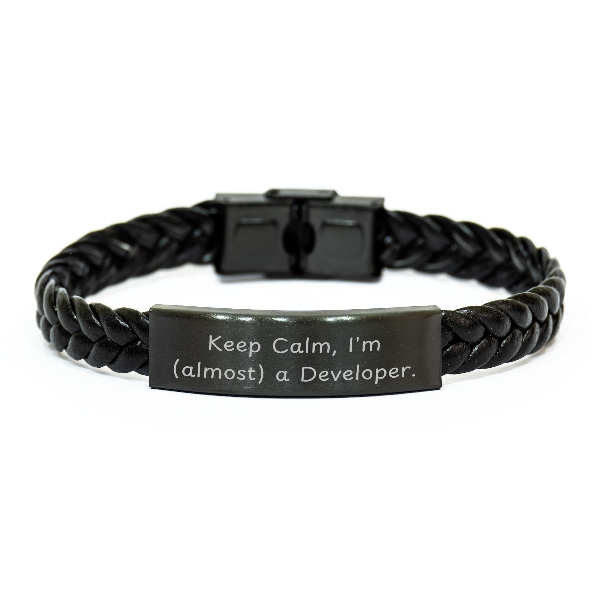 Keep Calm Developer Gifts from Men and Women for Christmas Unique Braided Leather Bracelets