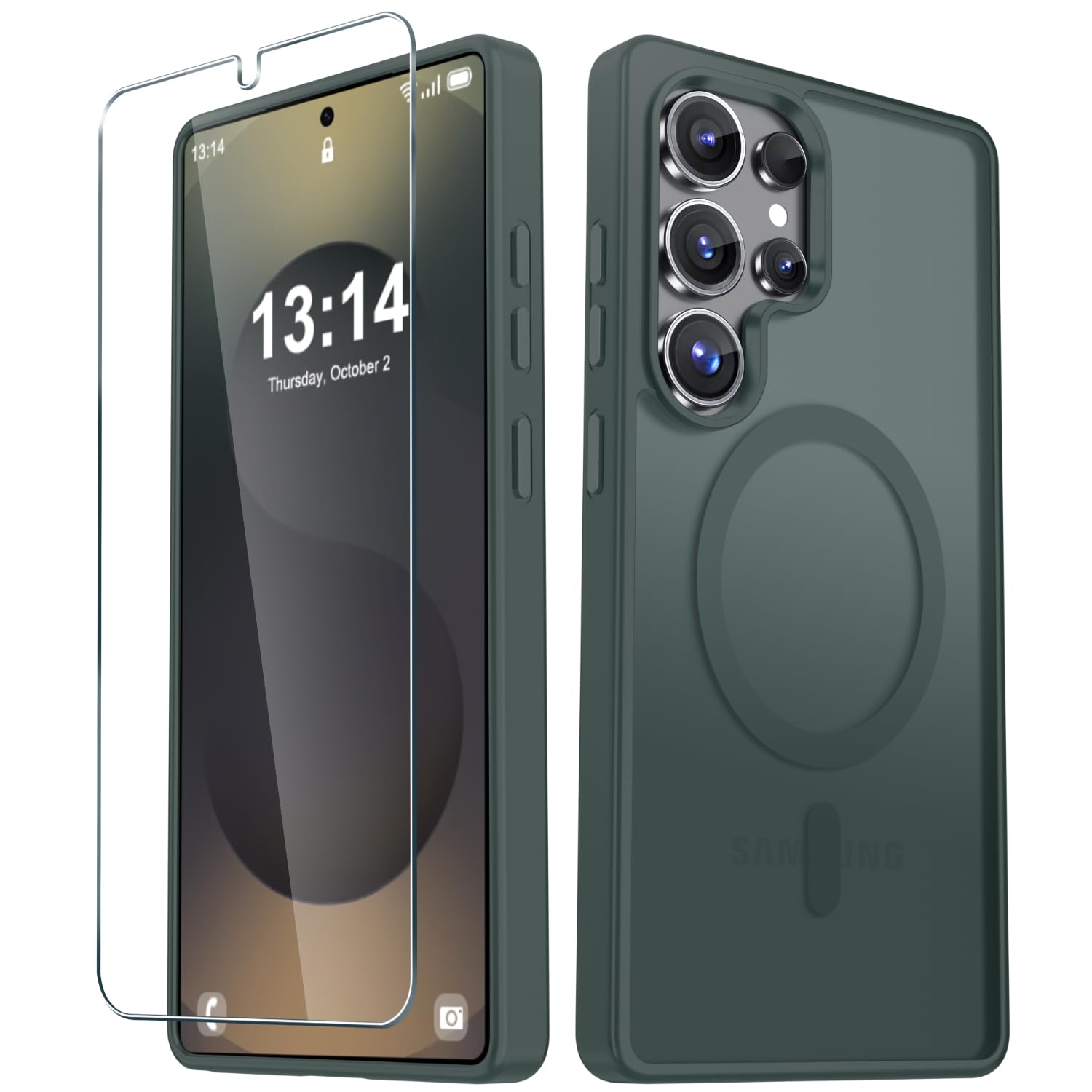 for Samsung Galaxy S25 Ultra Case, Matte Magnetic Phone Cover, Gray | Fit for MagSafe, Screen Protector included, Shockproof Military Grade Protection, Translucent Frosted Back