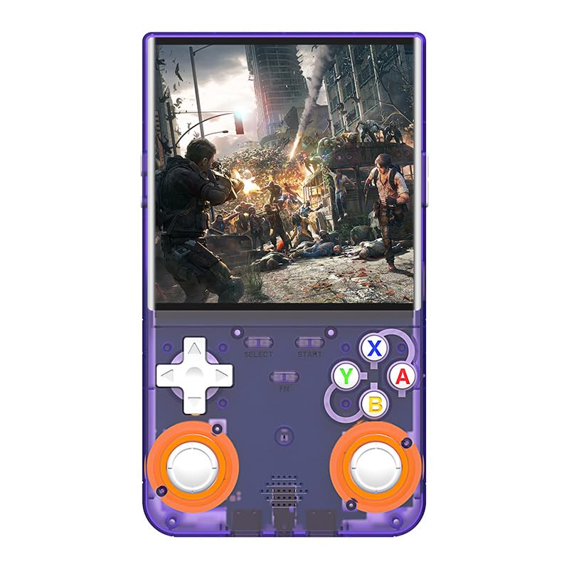 Console Rétro R36S – écran IPS 3,5 Pouces, 128 Go, +20 000 Jeux Préinstallés, Système ArkOS, Double Joystick, Batterie 3500 MAh – Version Transparente