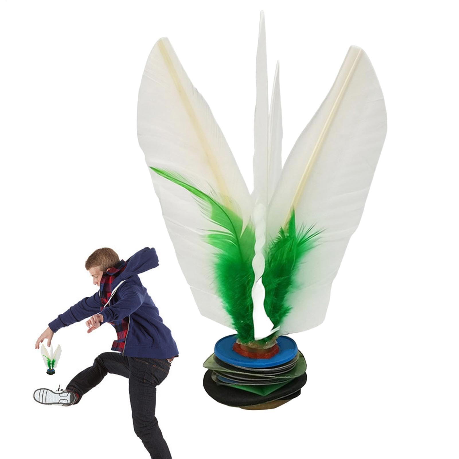 Générique Kick Shuttlecock - Chinese Jianzi Shuttlecock | Plume Shúttlecock, White Feathers Foot Kick Chinese Jianzi,Handwheel Fitness Entertainment and Foot Sports Outdoor Toy Game for Kids Adults
