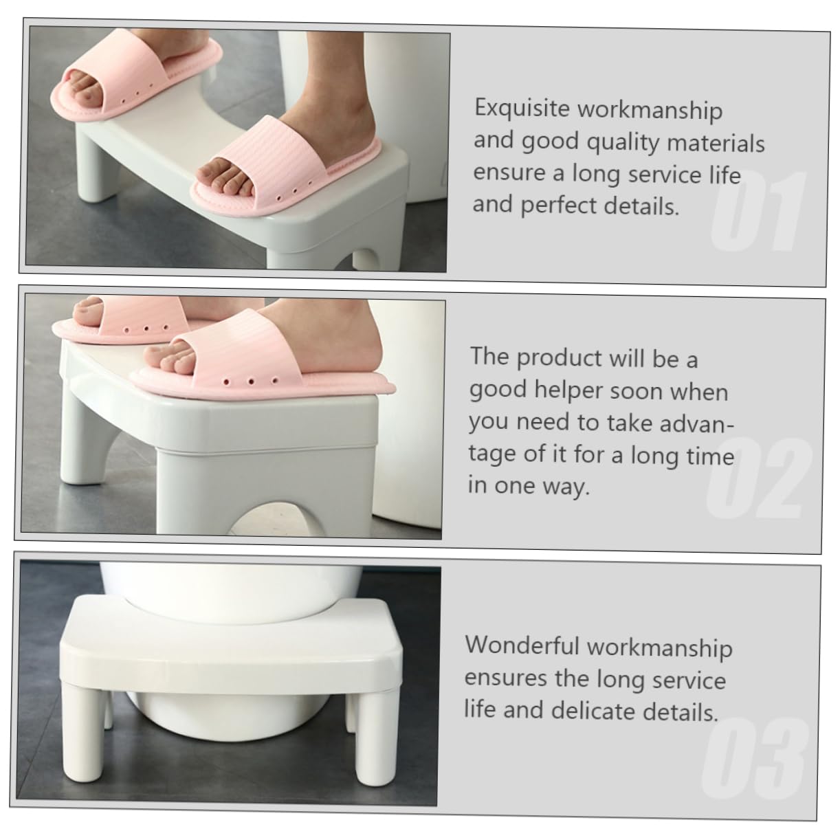 FOMIYES Stool Adult Stable Load-Bearing Thicken Plastic Anti-Slip Design Foldable Footstool Toilet Seat Step Stool White