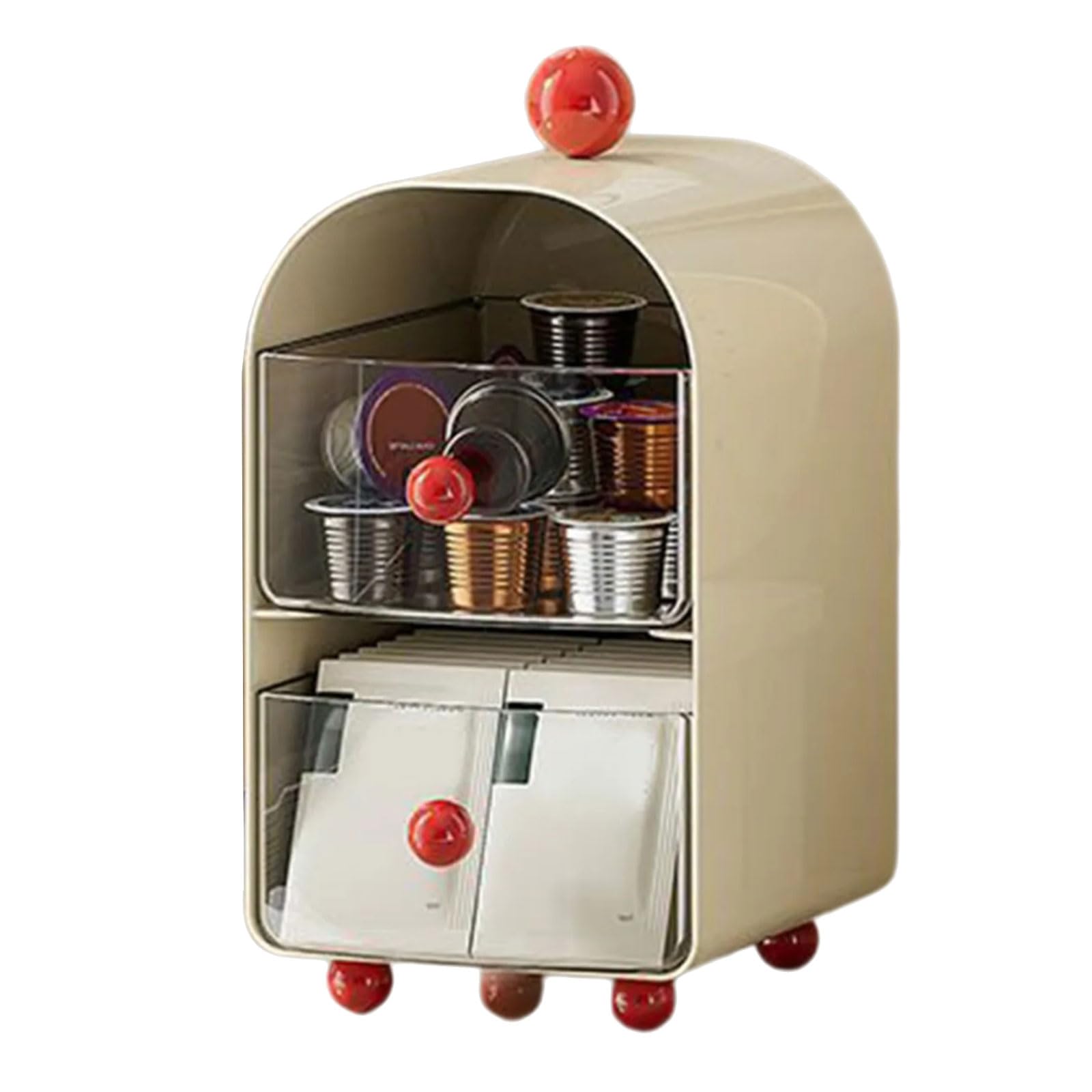 Hsioluted Compact Desktop Organiser Box with 8 Sections Storage Tray for Coffee, Tea Bags & Utensils Desk Organiser Storage Rack