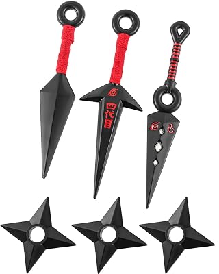 6PCS Kunai, Three Red and Three Black Figurines, Collectible Display Items for Home Decor, Perfect Gift for Anime Fans a
