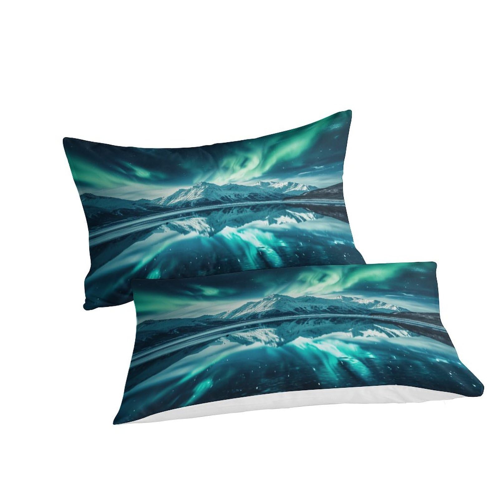 Stampato in 3D Aurora norvegese Copertina Stampata Microfibra Disegnata Biancheria Da Letto Ipoallergenico Con 2 Federe,Double（200x200cm）, Per Adolescenti E Adulti