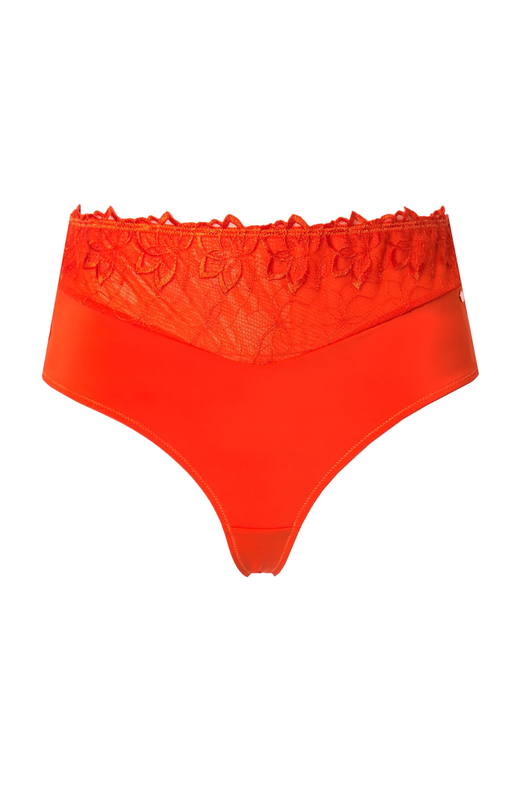 Ulla Popken Women's Orange Red Truyou Wear Plus Size Curvy Thong Panties, Lace, Microfiber 62+ 832864525-62+