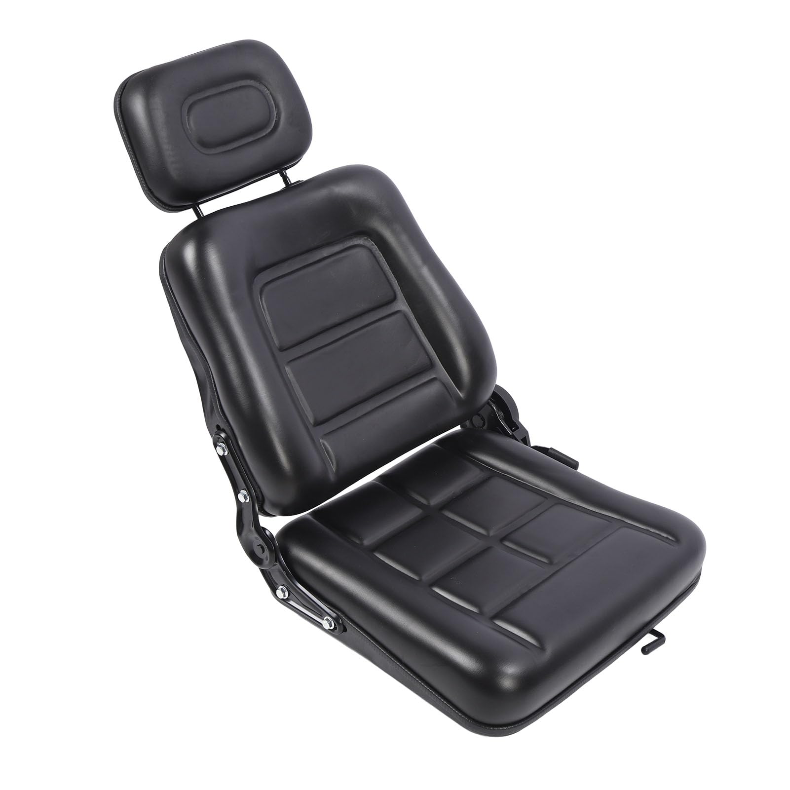 Jiawu Asiento de Carretilla Elevadora, Ajuste Universal con Interruptor de Ajuste de Riel Deslizante Reposacabezas de 3 Niveles para Volquete, Cortacésped, Cargador Deslizante, Manipulador (Sin