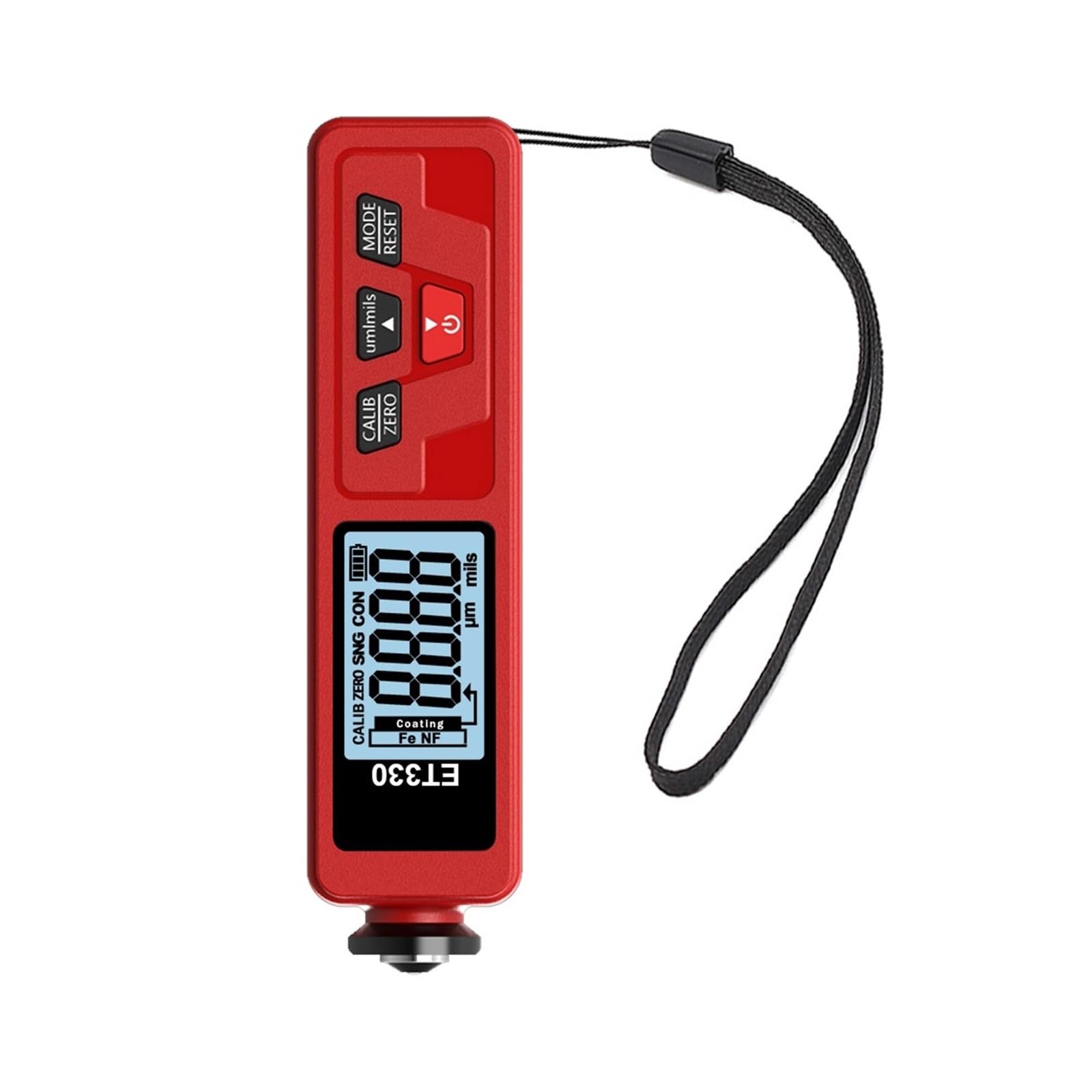 LNHHG Paint Thickness Gauge, ET330+Zn Car Paint Thickness Gauge Electroplate Metal Coating for 0-1500um Fe & NFe Tester Meter(Rosso)