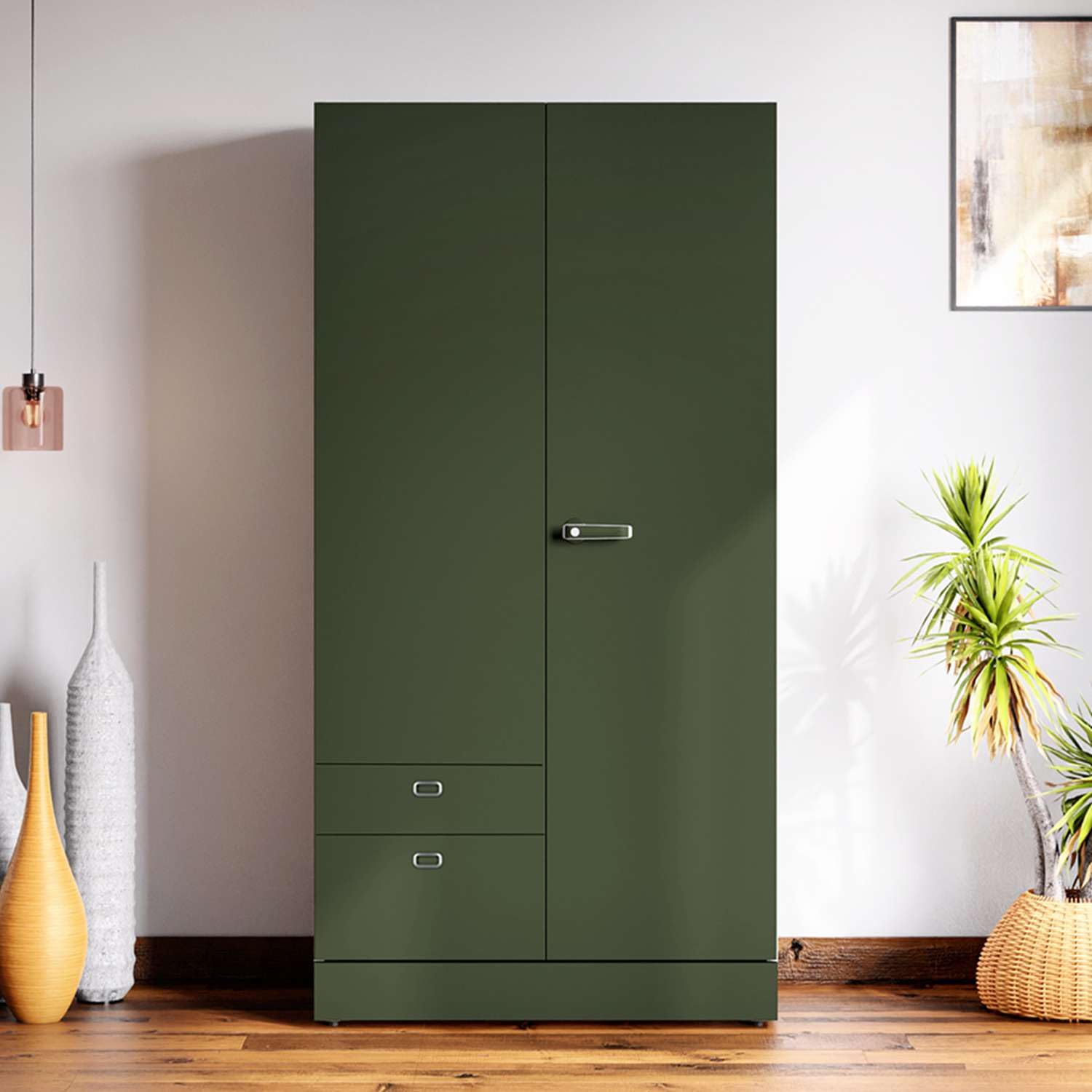 GODREJ INTERIO Almirah Auraline Women Premium 2-Door Steel Almirah, Cupboard for Clothes (Matte Tree Mist), 1-Year Warranty, 4 Shelves, 4 Drawers-image-28