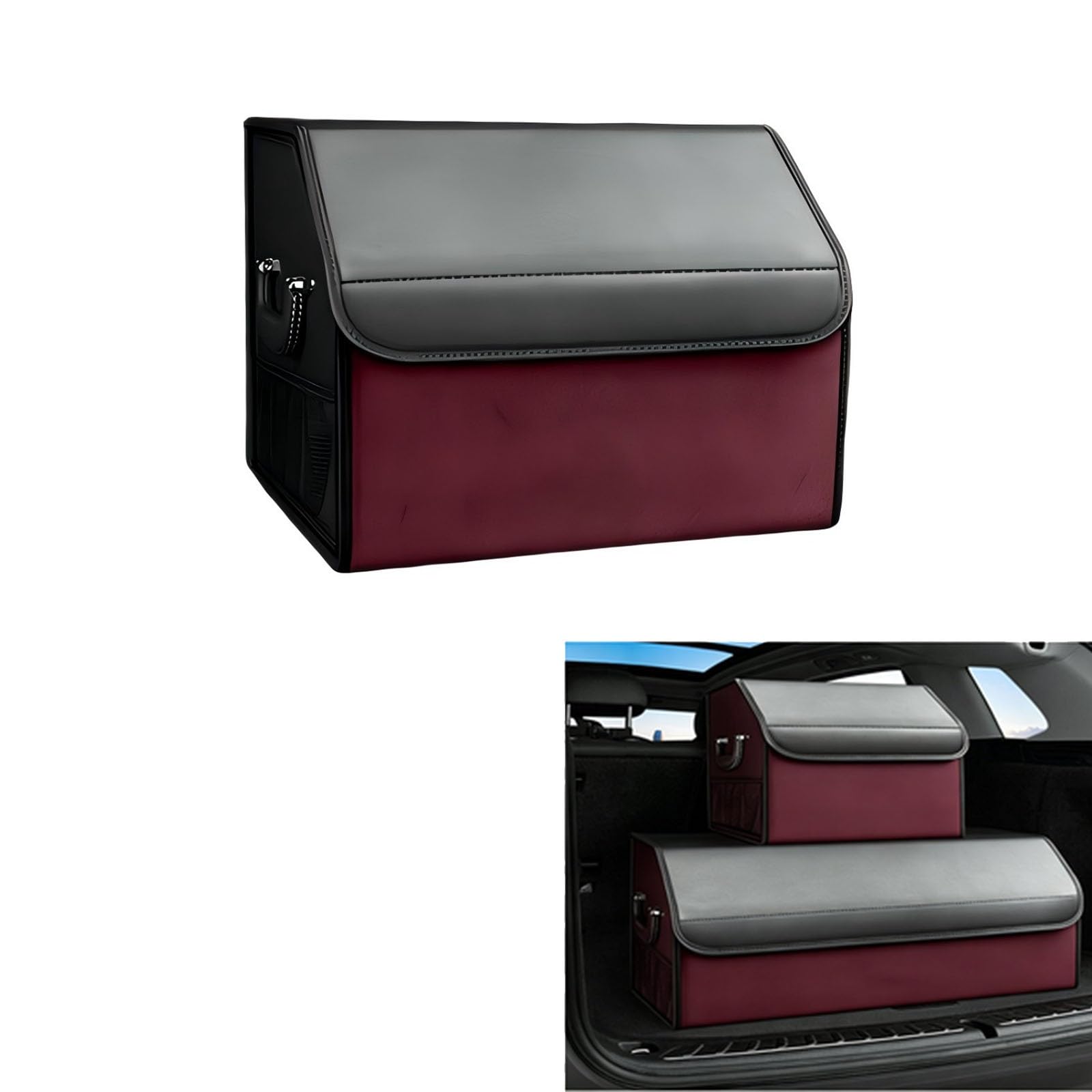 YADKMG Car Boot Organiser For BMW 5 Series E60 E61 2005-2009 Boot Organiser Foldable Car Boot Bag,Car Boot Organiser, Waterproof Multi Compartment(Red,Small)