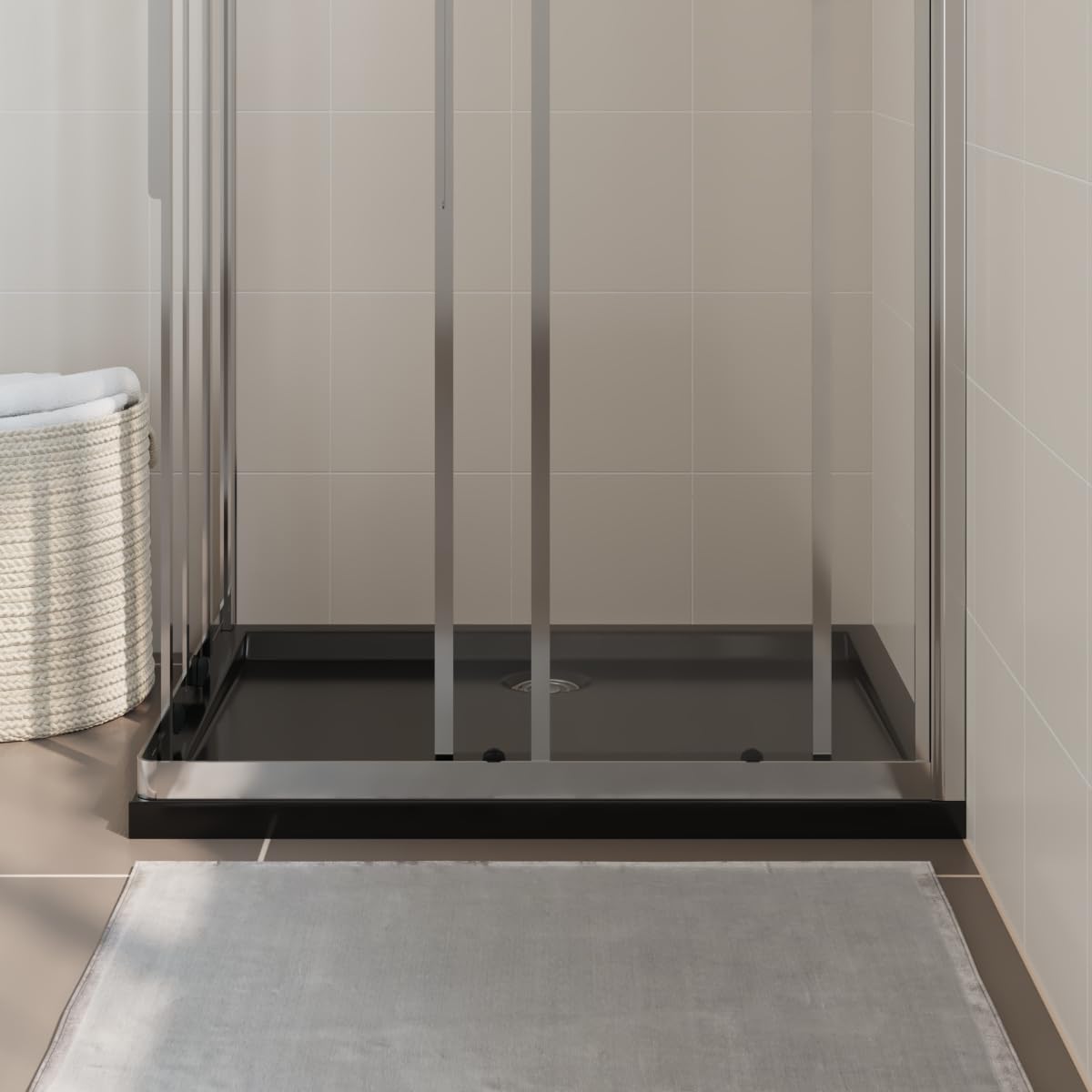 vidaXL Piatto Doccia in ABS Rettangolare Nero 70x90 cm