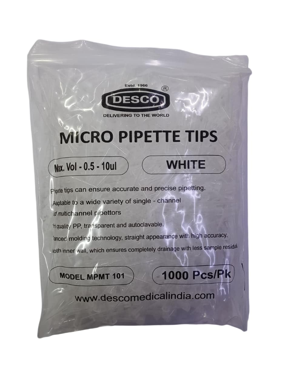 DESCO Micro Pipette Tip White (0.5-10 ul) Pack of 1000-picture-15