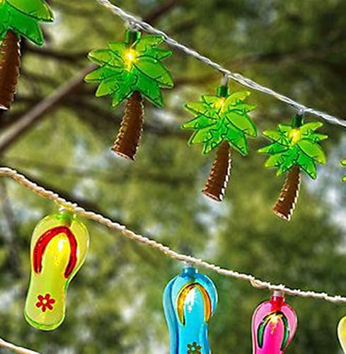 Miniatura 4 de Romasaty Guirnalda de luces de palmera de 8.5 pies con 10 luces de palmera, luces decorativas temáticas de playa de verano para campamento, tienda