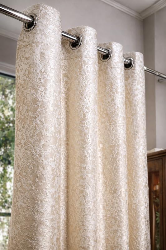 Image of Velvet 9 Feet Blackout Curtain Panels, 70% Light-Blocking Heavy Thermal Insulated Drapes Set of 1 (274 * 121cm, Cream)