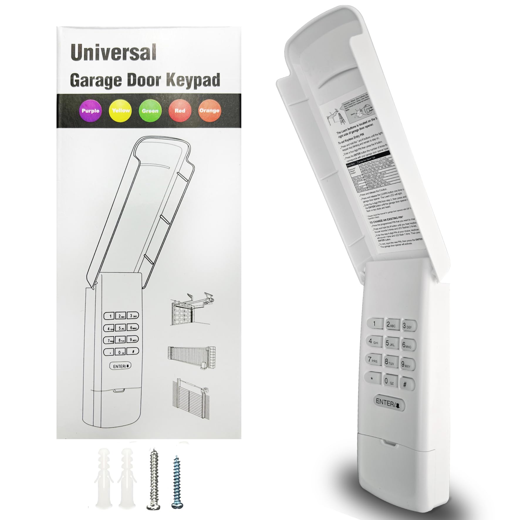 Photo 1 of Universal Garage Door Opener Keypad for Liftmaster Chamberlain Craftsman Wayne Dalton Openers Produced since 1993, Wireless Keypad Keyless Entry,Replaces 877/878MAX 377/977/877/66LM,SafeSecurity-White