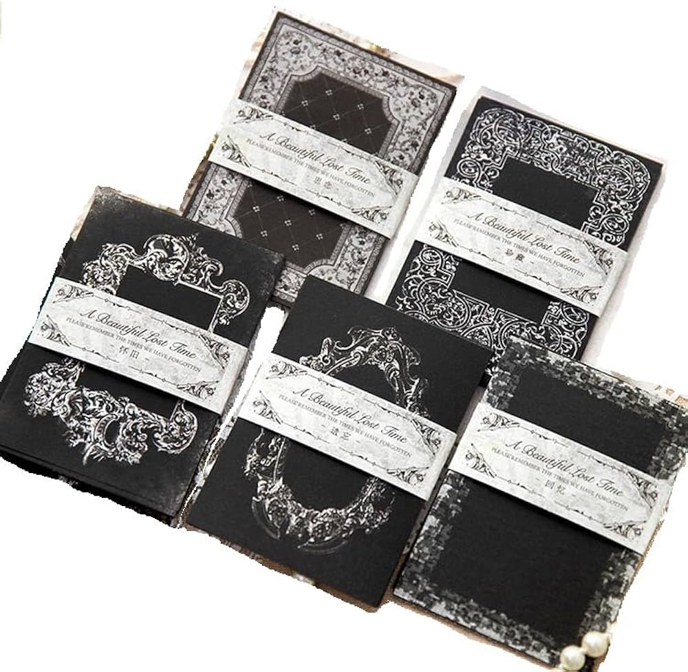 Amazon | コラージュ素材 ペーパー 枠 便箋 メモパッド ブラック