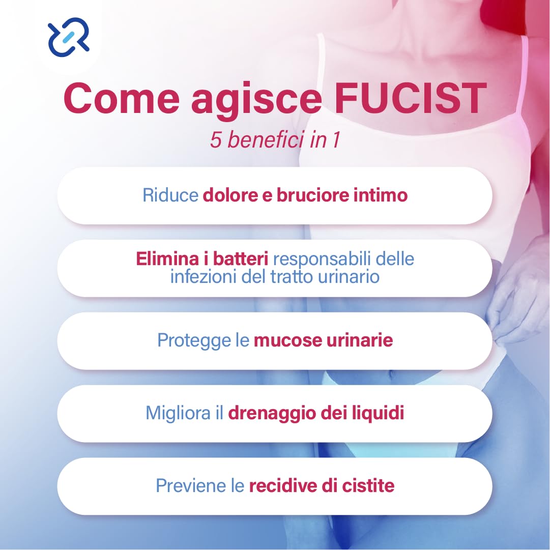 FUCIST Integratore Vie Urinarie con D-Mannosio 1000 Mg, Mirtillo Rosso e PEA Palmitoiletanolamide, Alta concentrazione per Candida Cistite in Stick Orosolubili pronti all'uso