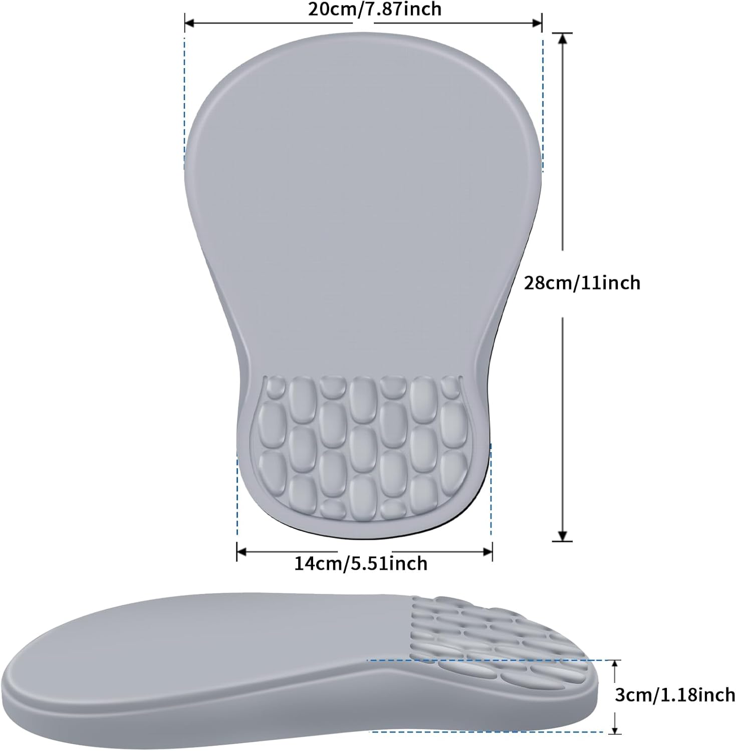 YIWEI Ergonomic Mouse Pad with Wrist Rest - Comfortable Office Mousepad with Memory Foam Wrist Support for Carpal Tunnel Relief, Mouse Pads with Non-Slip Base for Gaming and Home (Light Gray)