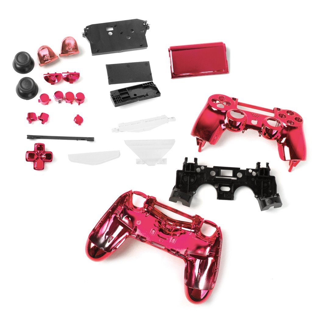 ABS Metal Full Housing Shell Case Button Kit Parts for Sony PlayStation 4 PS4 Wireless Controller Red-image-43