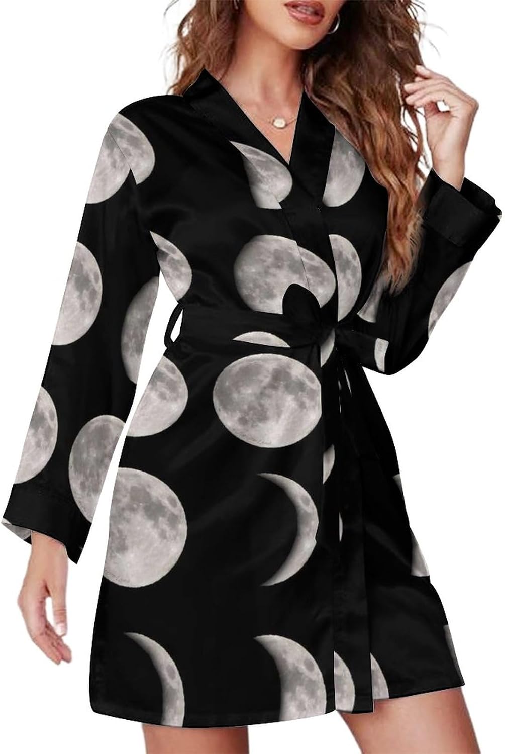 Amazon.com: Moon Phases Bath Robes Female Short Spa Bathrobe Long ...