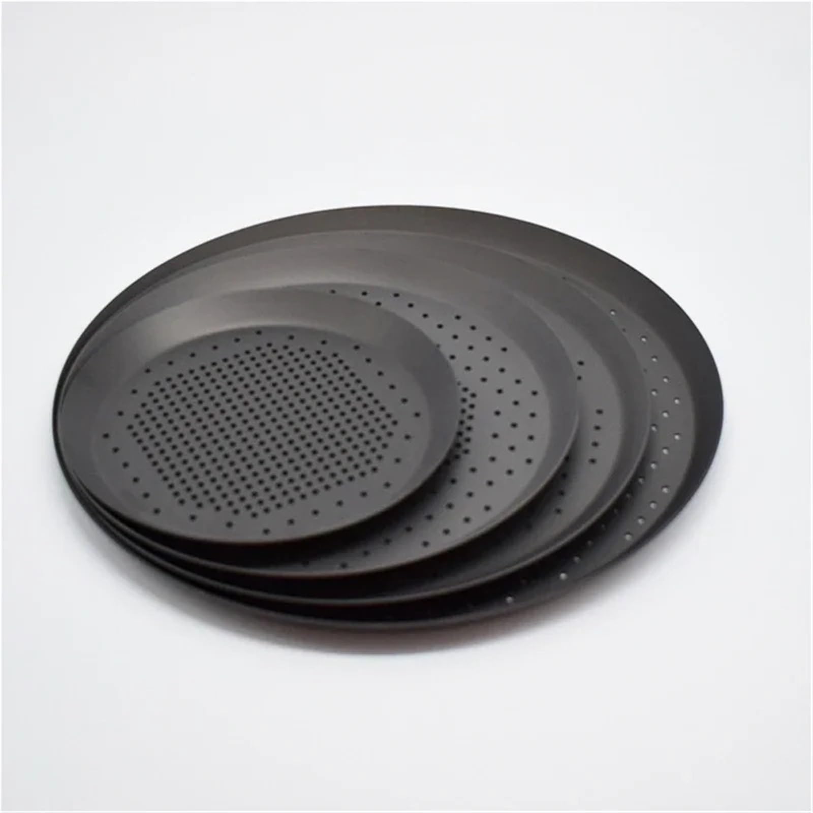 Plato Pizza,Base Pizza,Bandeja Pizza 1 molde redondo for pizza con agujeros for perforar, de aleación aluminio, for hornear panqueques, utensilios cocina(Black 15inch)